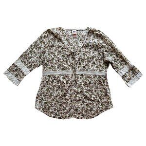 Vintage 90s Y2K Top Babydoll Peasant Blouse Boho Fairy Gauze Size Large L